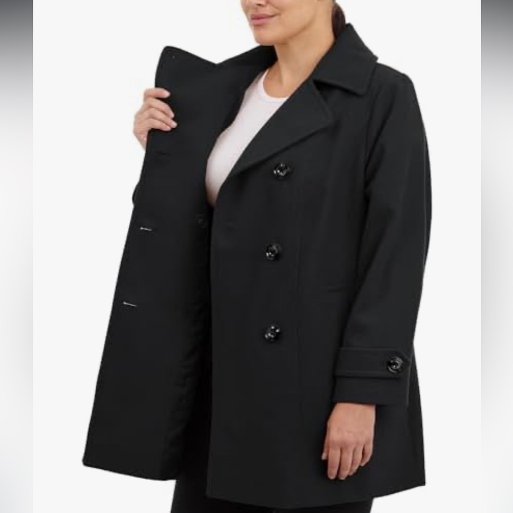 New Anne Klein Sz 1X Women's Classic Double Breasted Coat Plus